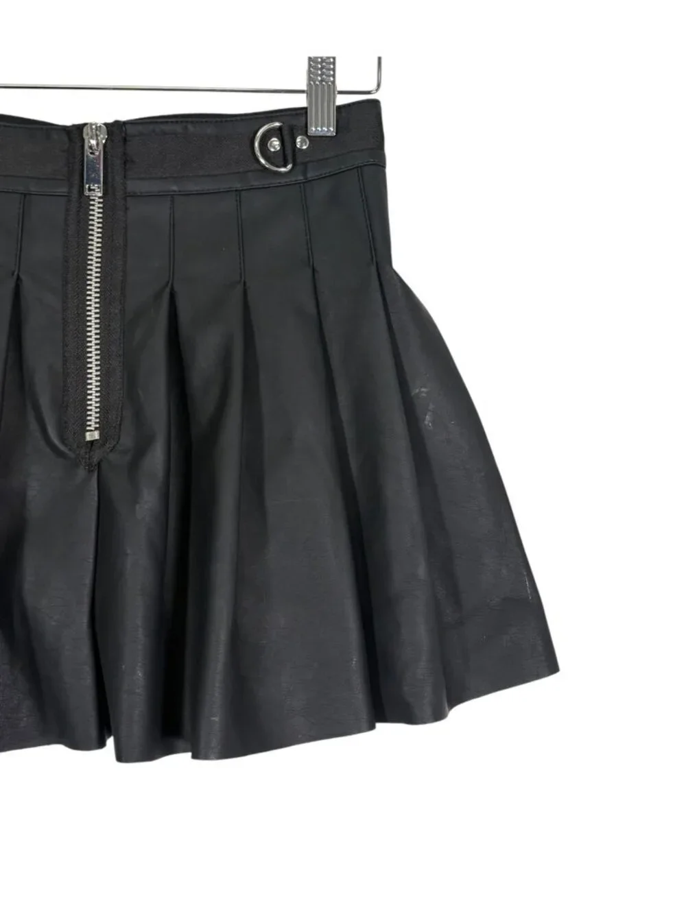 Current Mood Dolls Kill Faux Leather PLeated Mini Skirt in Black Size Small